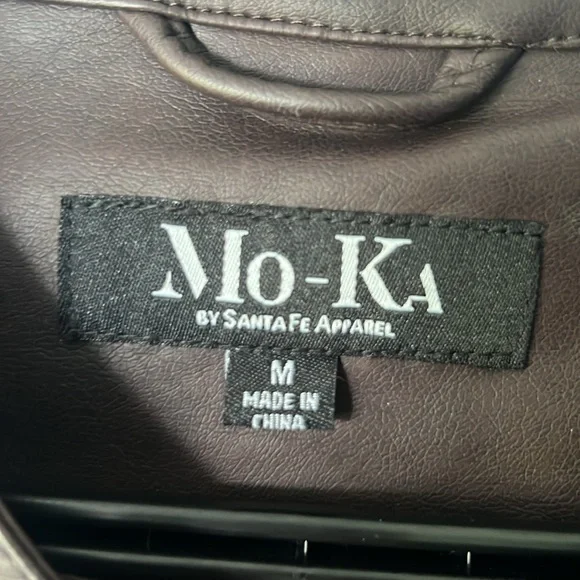 NWOT Mo-Ka by Santa Fe Brown Faux Leather Jacket Full Zip - Women’s M - Picture 8 of 17